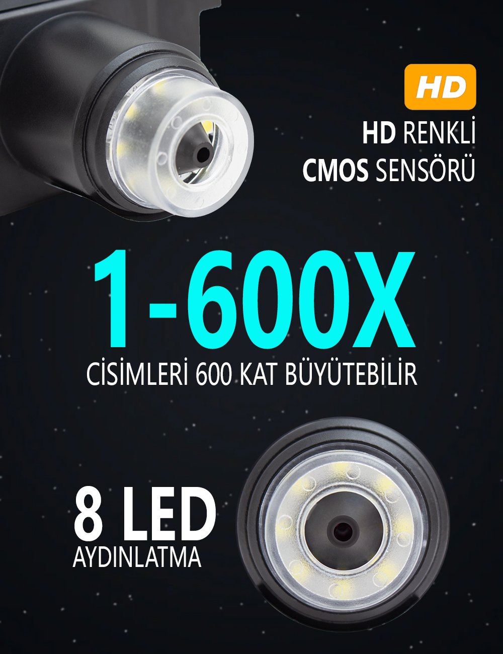 PM-18798 4.3 LCD Ekranlı 3.6 MP Taşınabilir HD Dijital Mikroskop