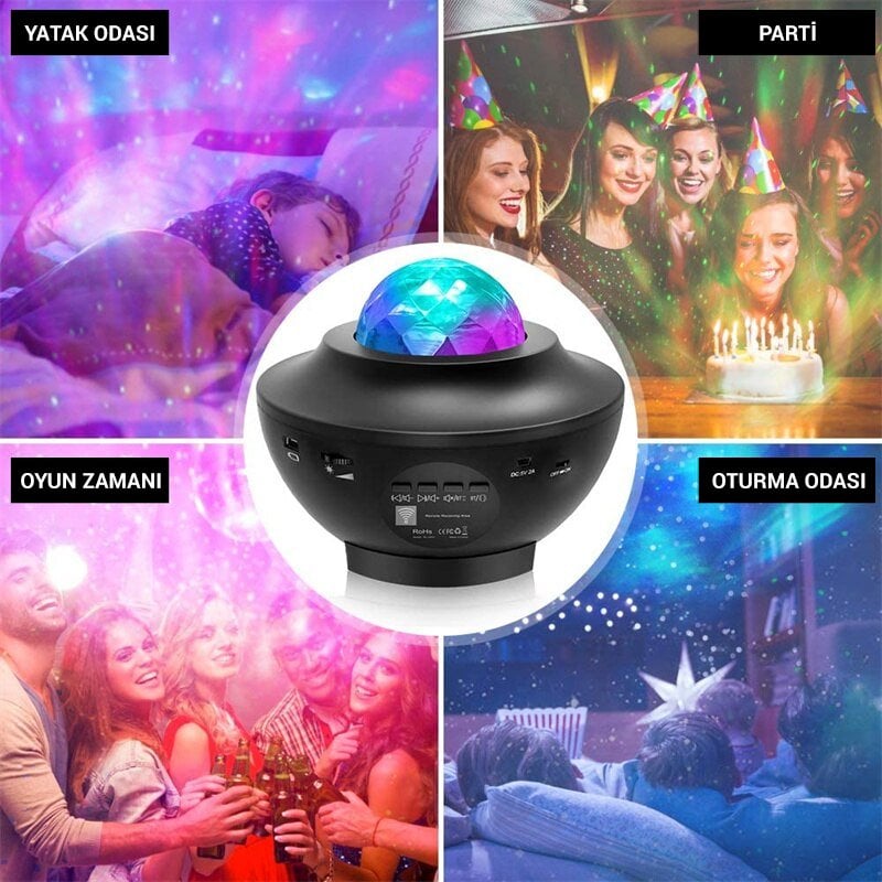 PM-7388 Bluetooth Destekli Animasyonlu Şarjlı Ufo Tip Disko Topu İçerik