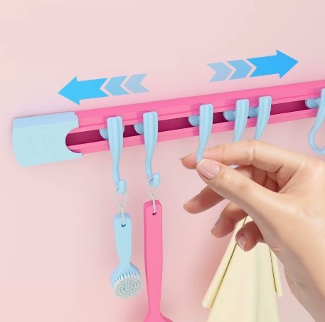10 Kancalı Raylı Mutfak ve Banyo Düzenleyici Askı 30 cm