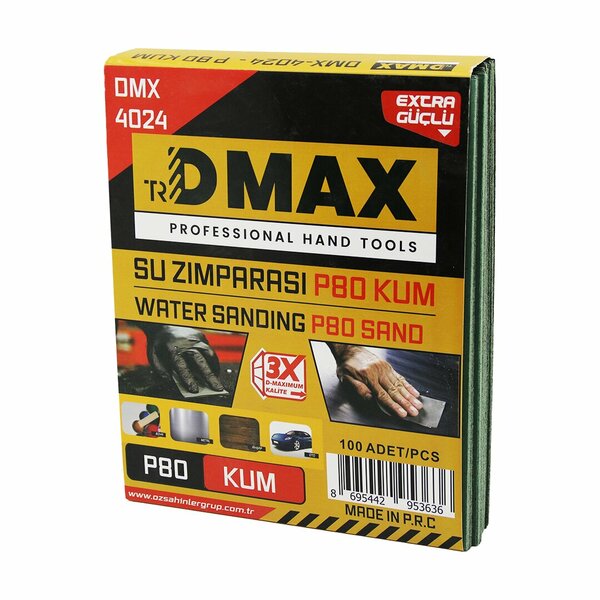 100 ADET P80 KUM - KAĞIT - SU ZIMPARASI - 230X280MM - KULLANIM= BOYA - METAL - AHŞAP - OTO