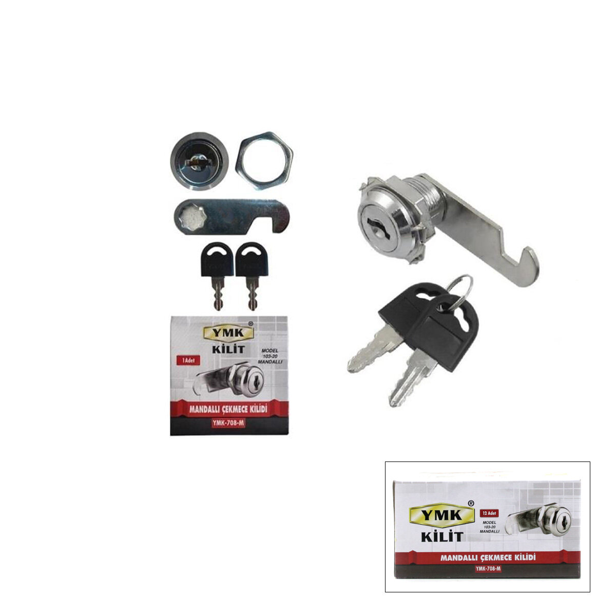 12 ADET OVAL - MANDALLI DOLAP - ÇEKMECE KİLİT 20MM