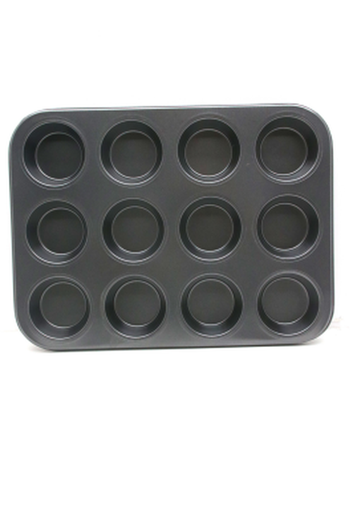 12 GÖZLÜ METAL - SİYAH DÜZ MUFFIN KALIP