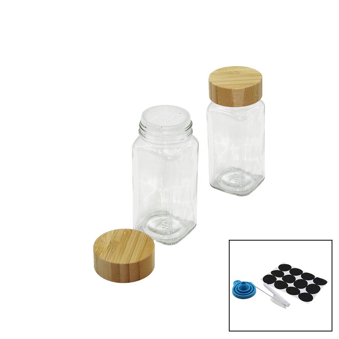12 PCS TAKIM KARE CAM BAHARATLIK - TUZLUK BAMBU KAPAKLI