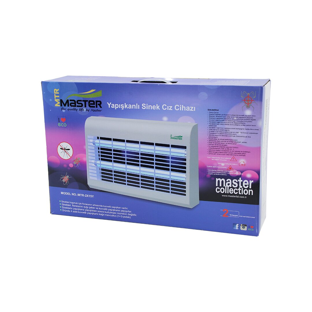2 LEDLİ SİNEK ÖLDÜRÜCÜ CIZ CİHAZI 30WYAPIŞKANLI 47.5X9X5X29CM100M2 ETKİNLİK ALANI MTR-2X15Y