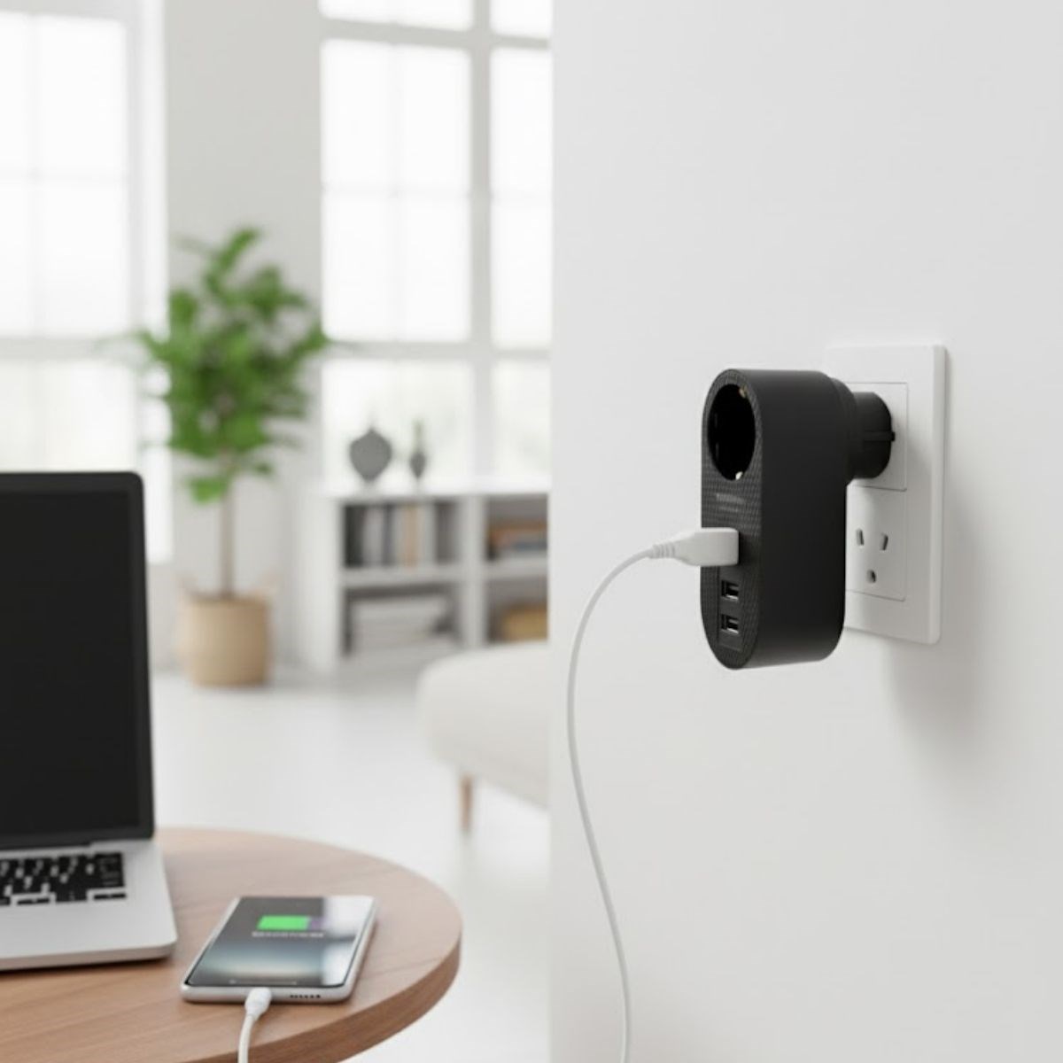 2 USB,1 TYPE-C Girişli 1'li Çocuk Korumalı,Isıya Karşı Dayanıklı 2500Watt Termal Akım Korumalı Priz