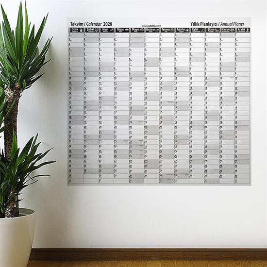 2020 Yıllık Planlayıcı Manyetik Duvar Stickerı Takvim 110x100 cm