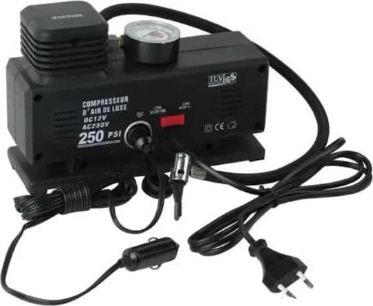 220 Volt-12 Volt 250 Psi Kompresör Lastik Hava Şişirme Oto Pompası Fişli Ve Çakmaklı Yage-843