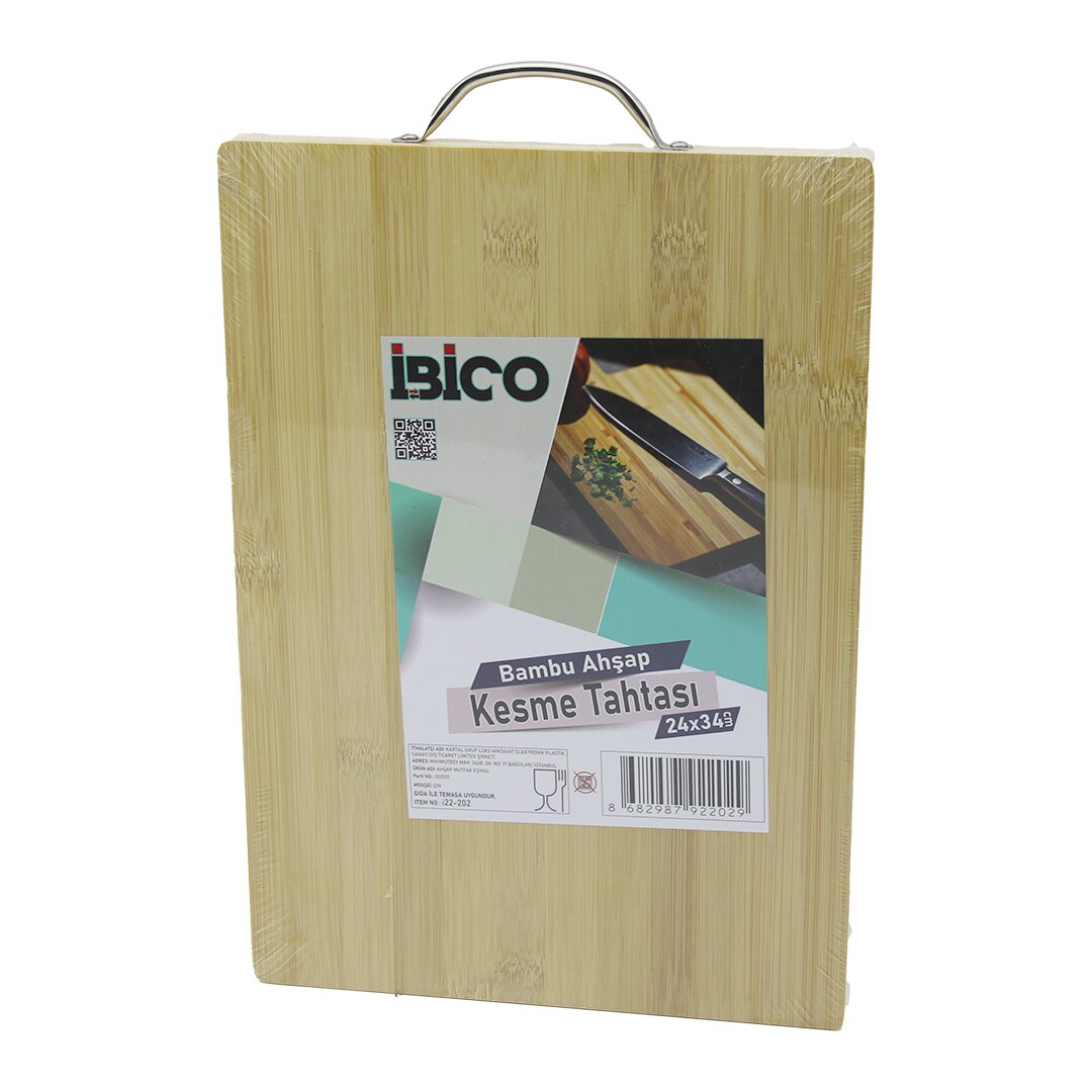 24X34 X 1.7CM LUX AHŞAP BAMBU KESİM PANOSU - KESME TAHTASI METAL KULPLU