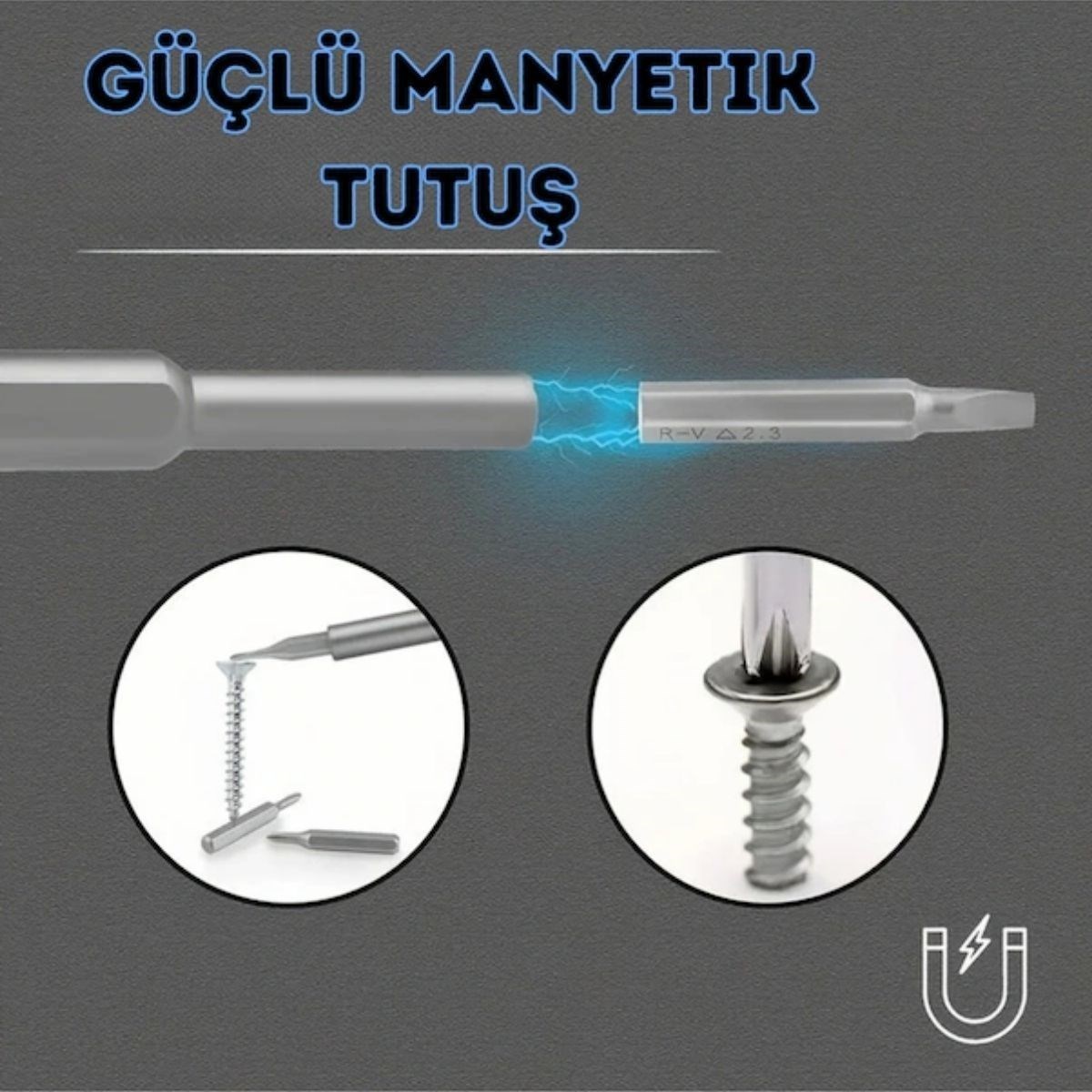 25 Parça 24 farklı uçlu Mıknatıslı 25 in 1  Tornavida Seti