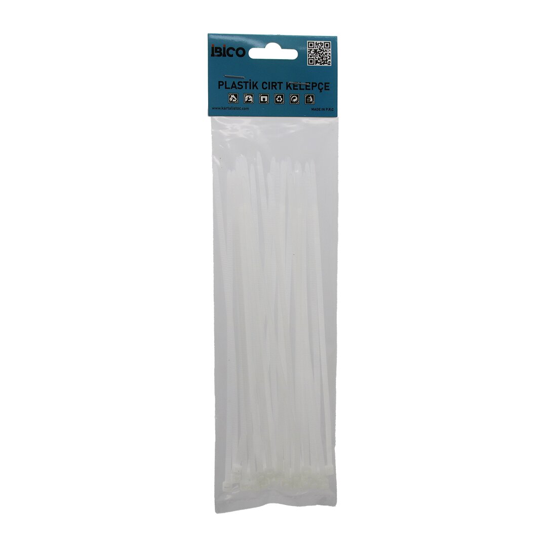 25PCS   BEYAZ   3.6X200MM  PLASTİK CIRT KELEPÇE