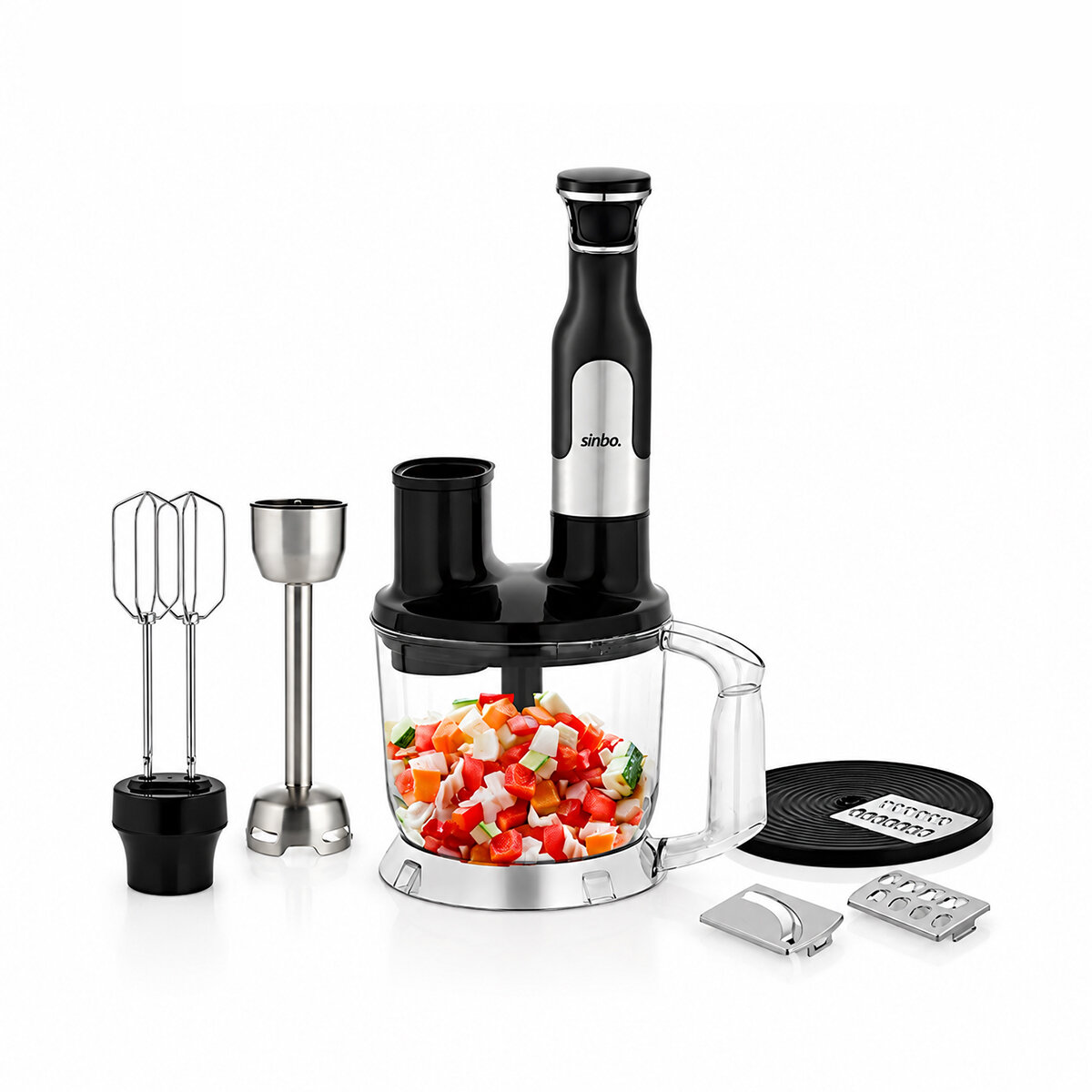 2HIZ AYAR - PASLANMAZ ÇELİK BIÇAK EL MULTİ BLENDER SETİ 2 LT HAZNELİ SHB-7534