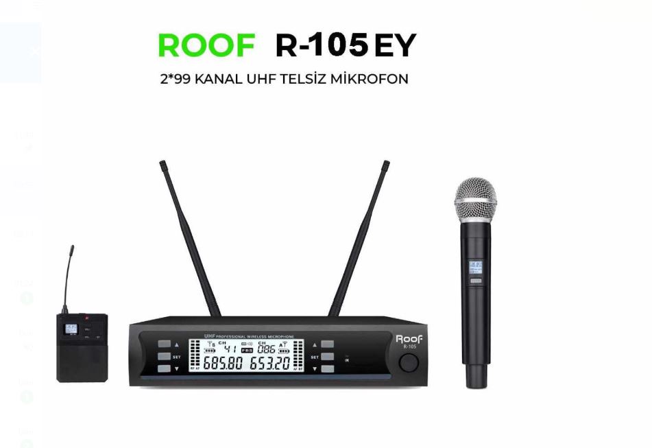 2X99 KANAL UHF 1 EL 1 YAKA TELSİZ MİKROFON R-105EY
