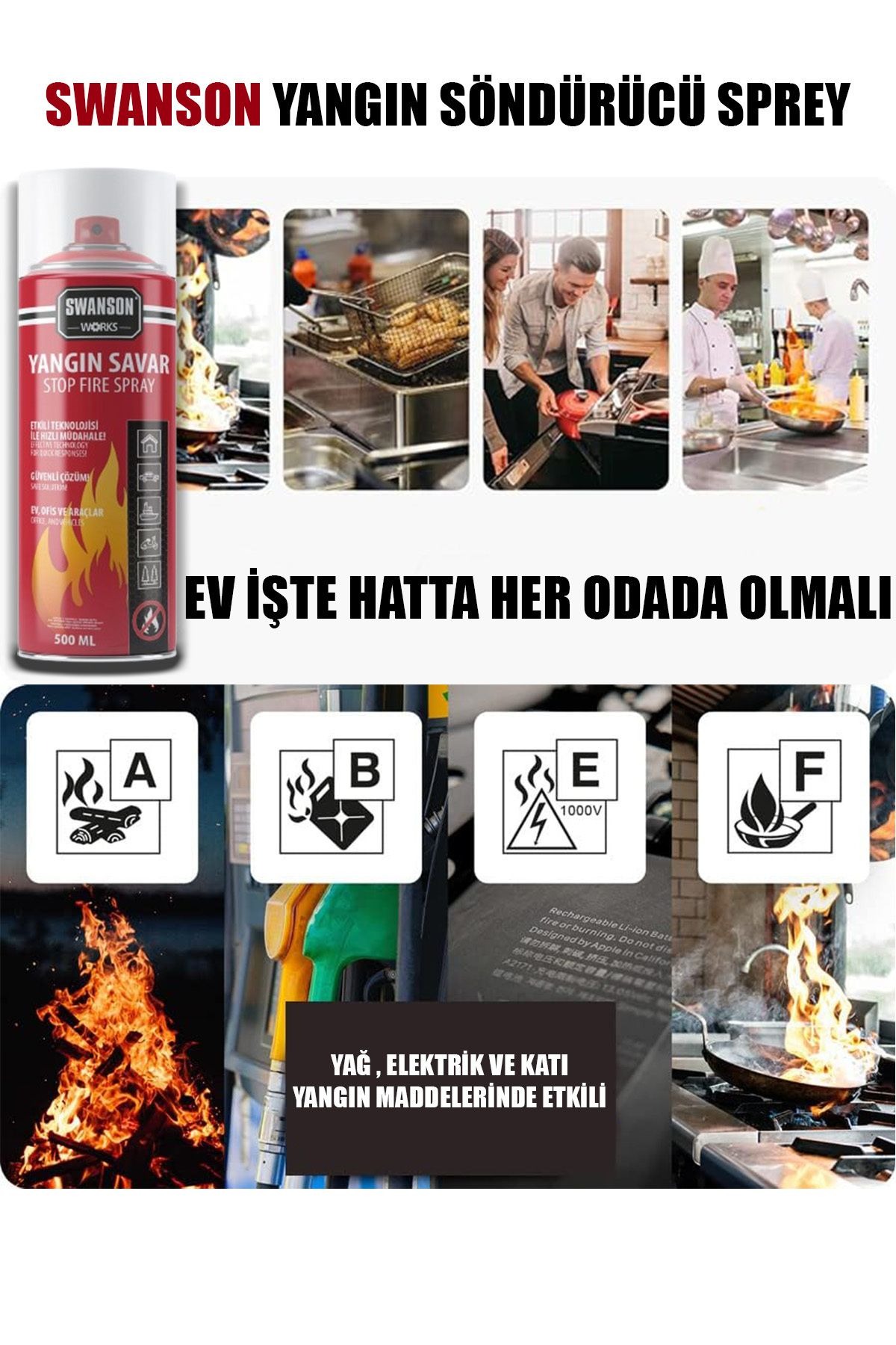 3 ADET YANGIN SÖNDÜRÜCÜ - YANGIN SAVAR SPREY 500ML + 500 ML + 500 ML  EV - OFİS - OTO ARAÇ   ATEŞ BOĞUCU KÖPÜK TABAKA OLUŞTURUR