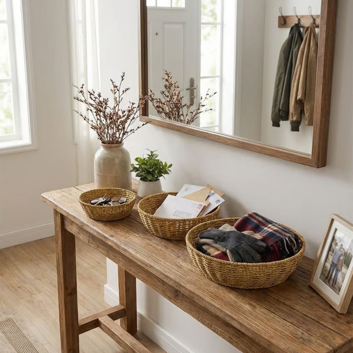 3’lü Plastik Rattan Çanak Seti – Hasır Görünümlü İç İçe Geçebilen Sunum ve Düzenleme Kaseleri, Mutfak &amp; Masaüstü Çok Amaçlı Organizer