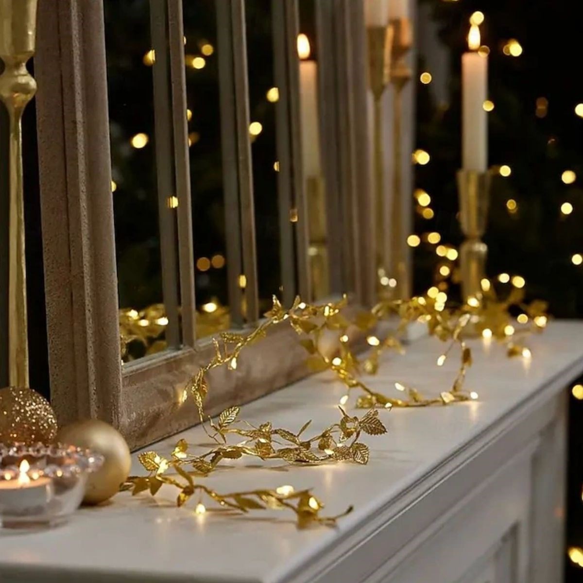 3 Metre Yaldızlı Gold LED Işık – Dekoratif Ortam ve Yılbaşı Aydınlatması