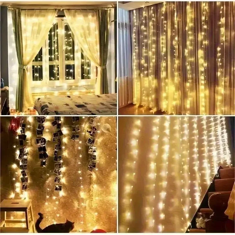 300 Ledli 10 Sarkıt Perde Led Işık-8 Fonksiyon, Uzaktan Kumandalı, 3x3 Metre