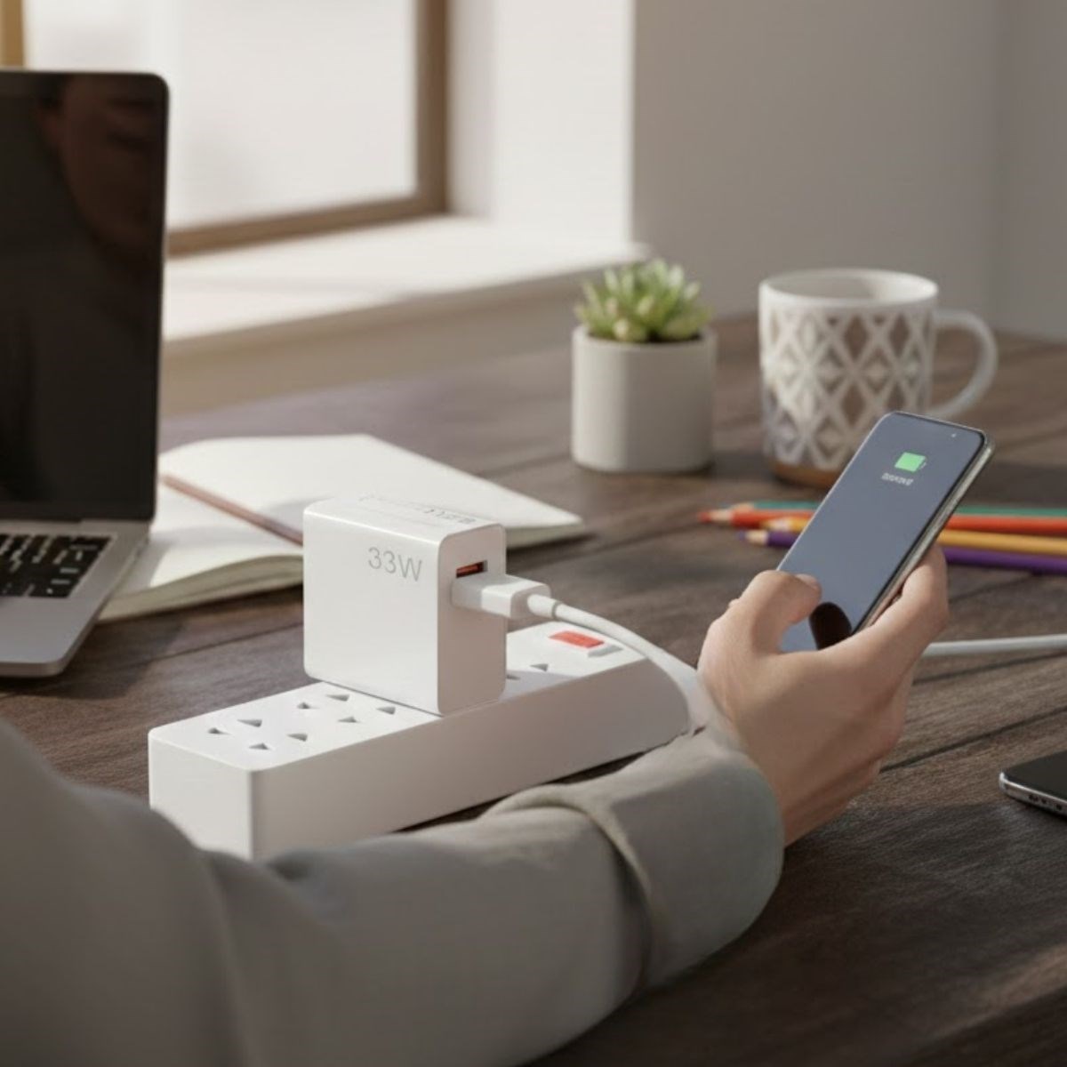 33W Hızlı Şarj Adaptörü – Type-C Kablolu, USB Çıkışlı, Akıllı Şarj Destekli Duvar Tipi Şarj Cihazı