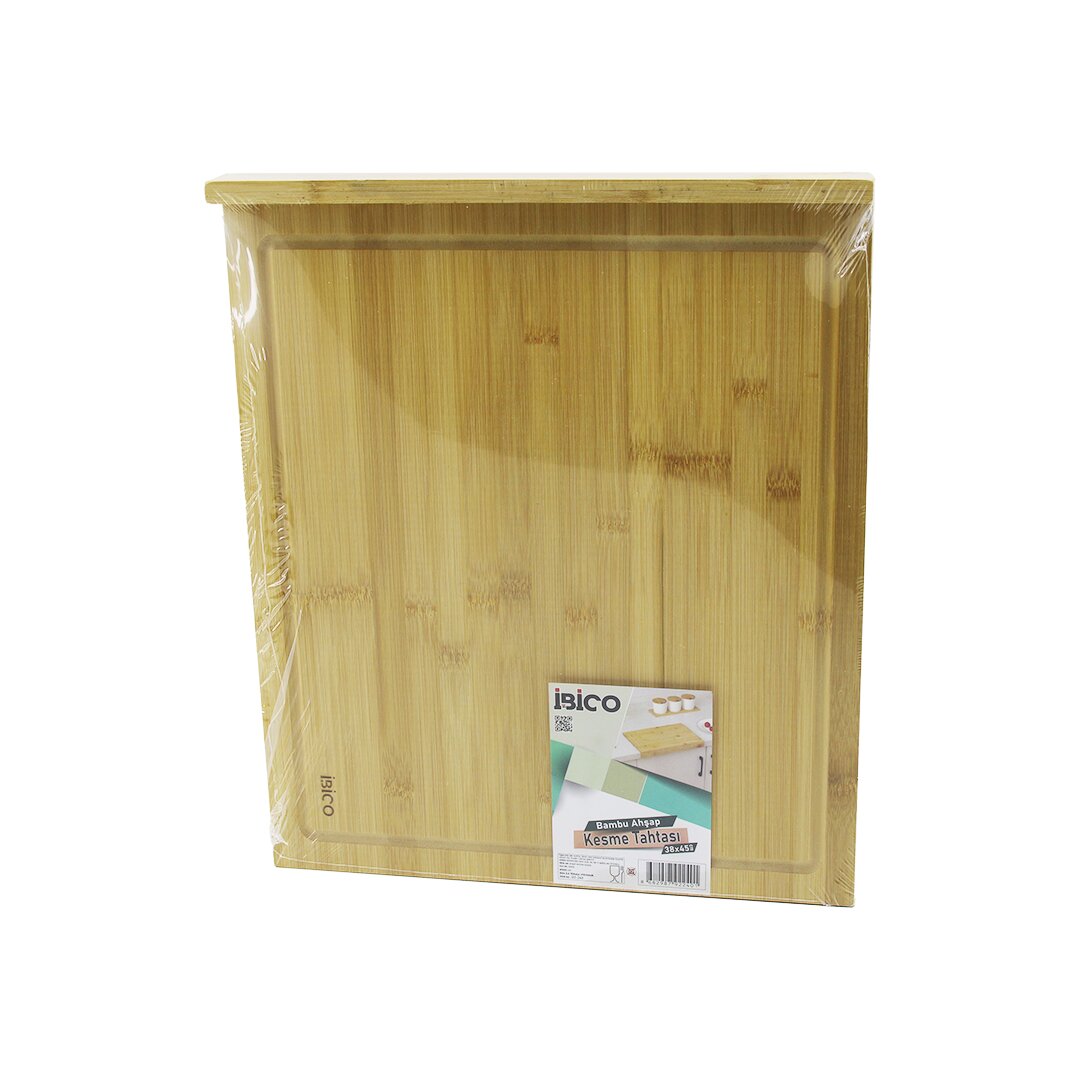 38X45CM AHŞAP BAMBU KESİM PANOSU - KESME TAHTASI TEZGAH ÜSTÜ  KANALLI - KENAR DESTEKLİ