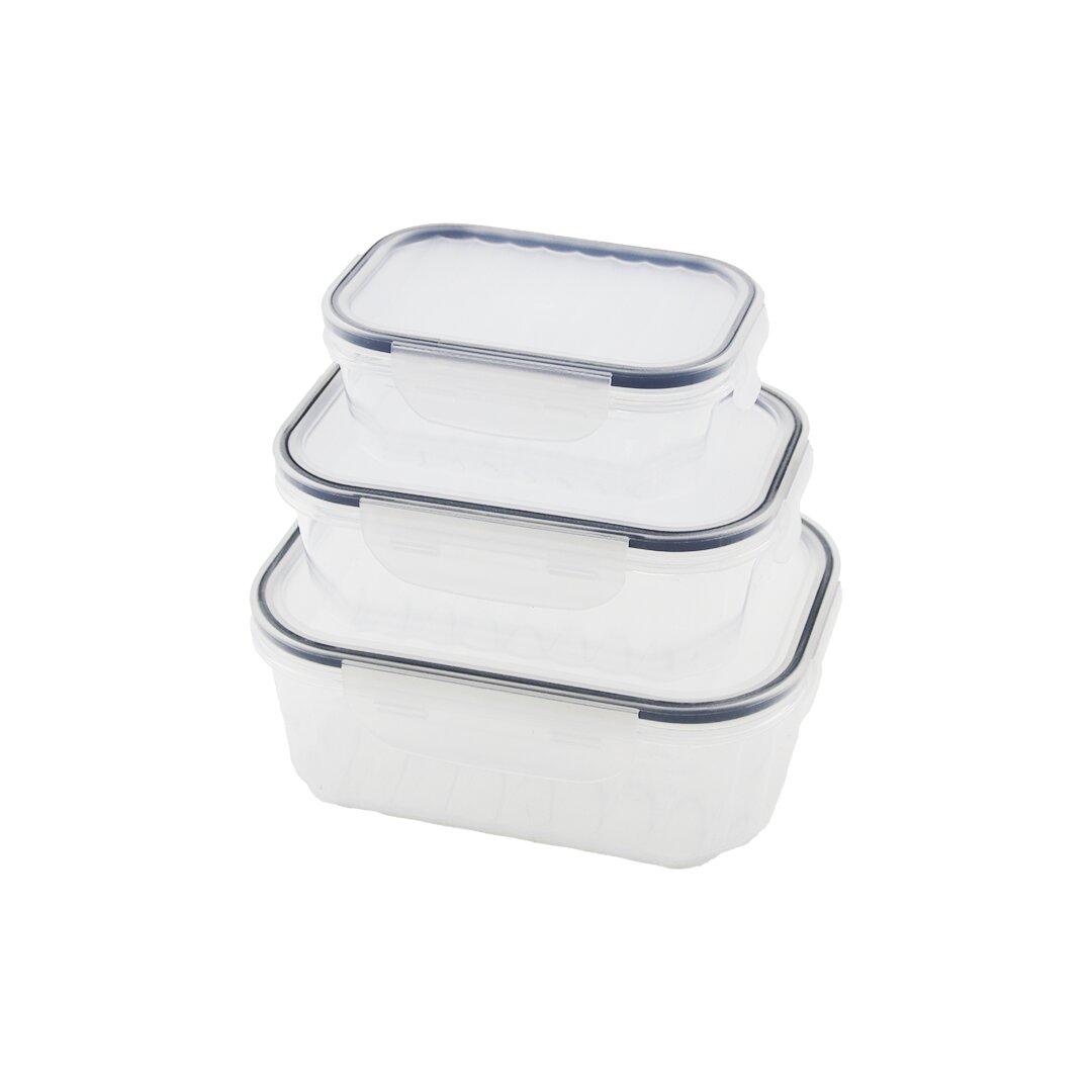 3PCS QUİCK SIZDIRMAZ SAKLAMA KABI SETİ ŞEFFAF KAP - BUĞULU-CONTALI KAPAK  500-1000-1700ML