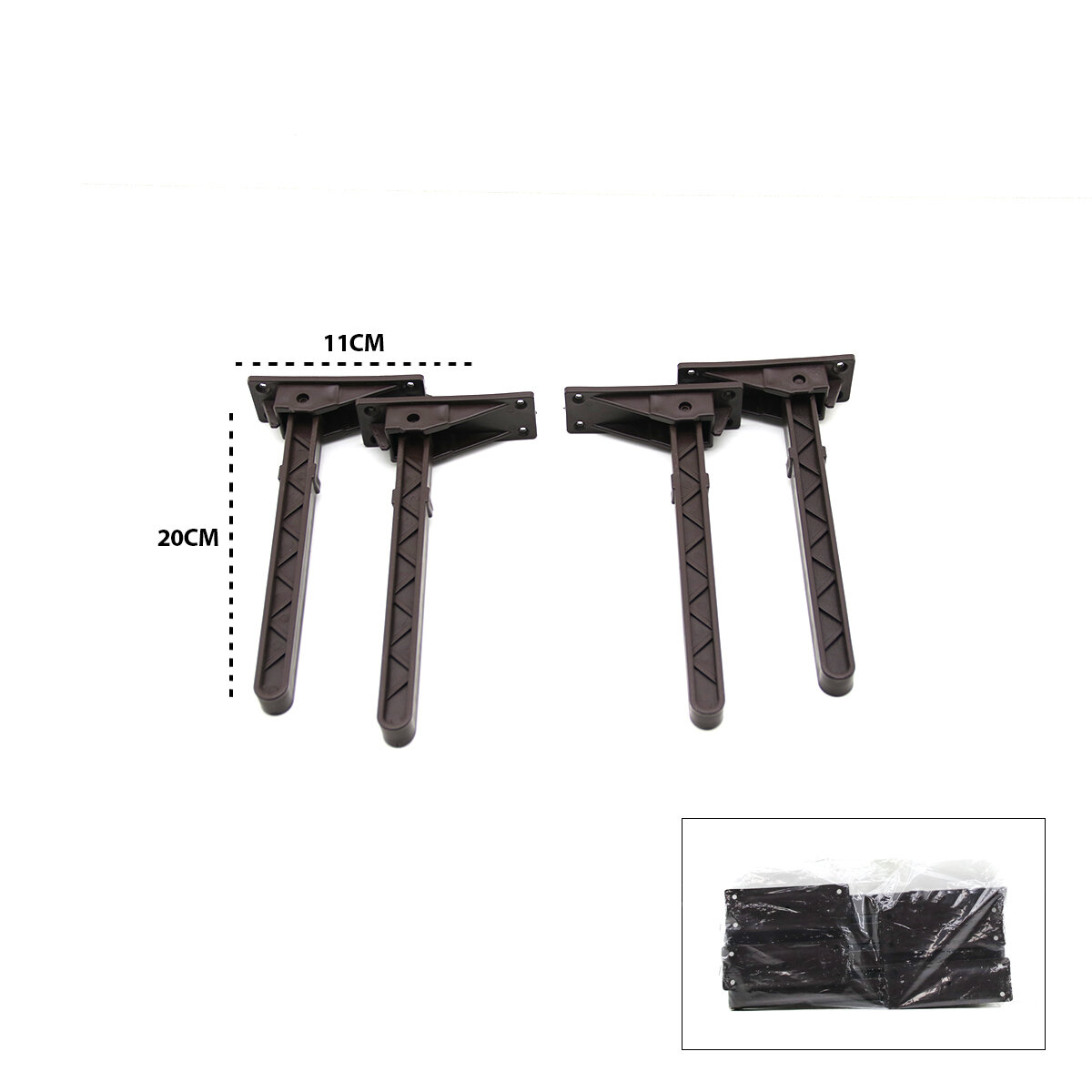 4 ADET KAHVERENGİ SOFRA AYAK KOMPLE PLASTİK 20CM AÇ KAPA