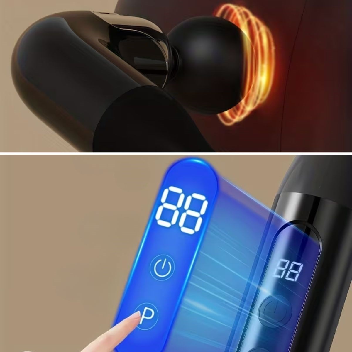 4 Farklı Başlıklı Uzun Saplı Derin Doku Masaj Tabancası, Boyun, Omuz ve Sırt için Ergonomik Saplı Çoklu Masaj Modlu Taşınabilir Masaj Aleti