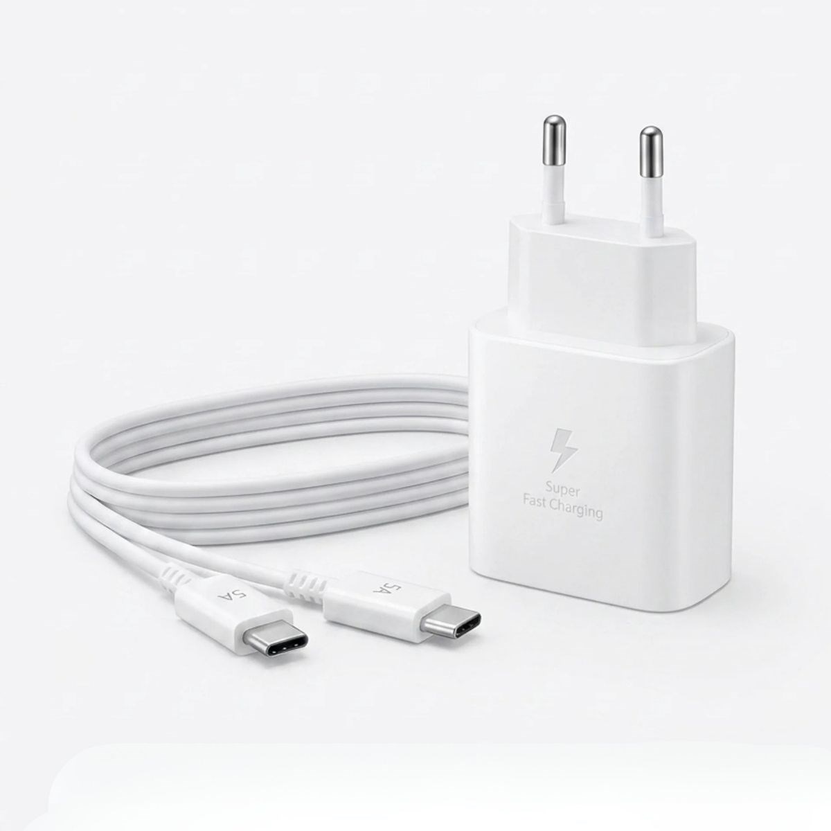 45W Süper Hızlı Şarj Adaptörü USB-C PD 3.0 PPS Fast Charger + 5A Type-C to Type-C Kablo