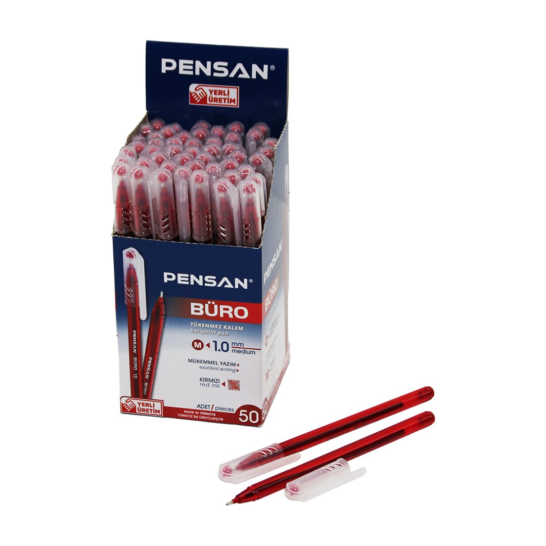 50 ADET PENSAN BÜRO KIRMIZI TÜKENMEZ KALEM M-MEDİUM - 1.0MM UÇ