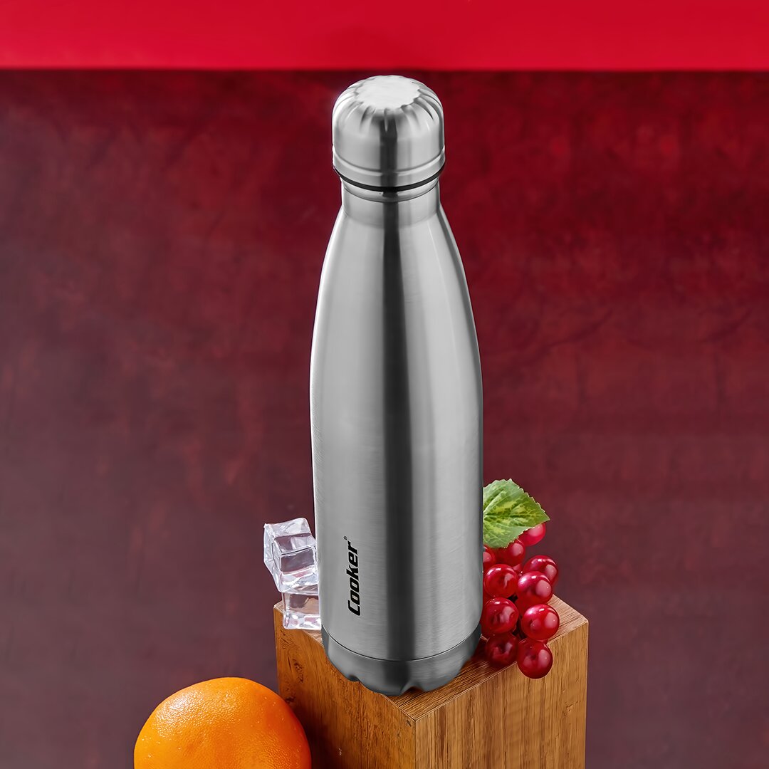 500ML KROM ŞİŞE TERMOS PASLANMAZ ÇELİK - KAYDIRMAZ TPR TABAN
