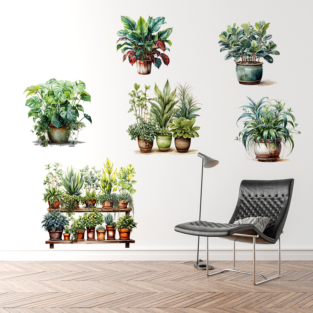 6 li Sticker Saksılı Çiçek Modelleri