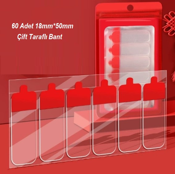 60 Parça Kolay Açılır Güçlü Çift Taraflı Bant 18mm*50mm