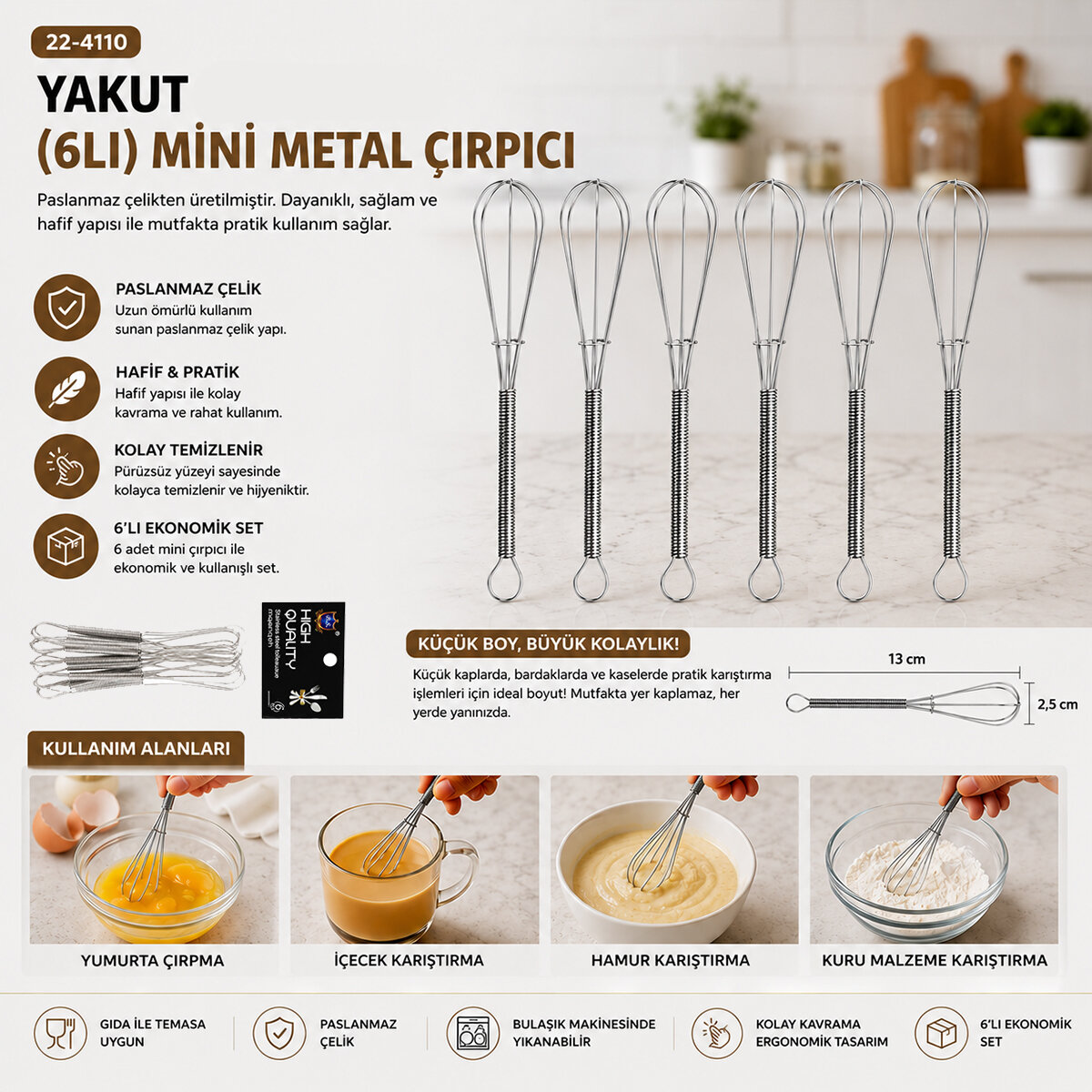 6PCS MİNİ=13CM METAL ÇIRPICI