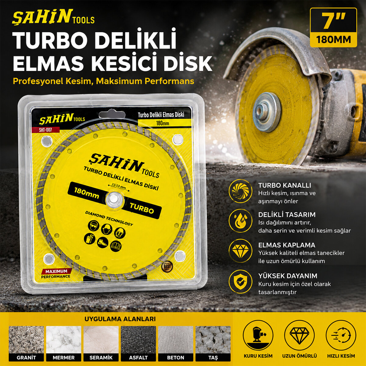 7 inç  - 180MM MERMER KESİCİ DİSK  TY-157