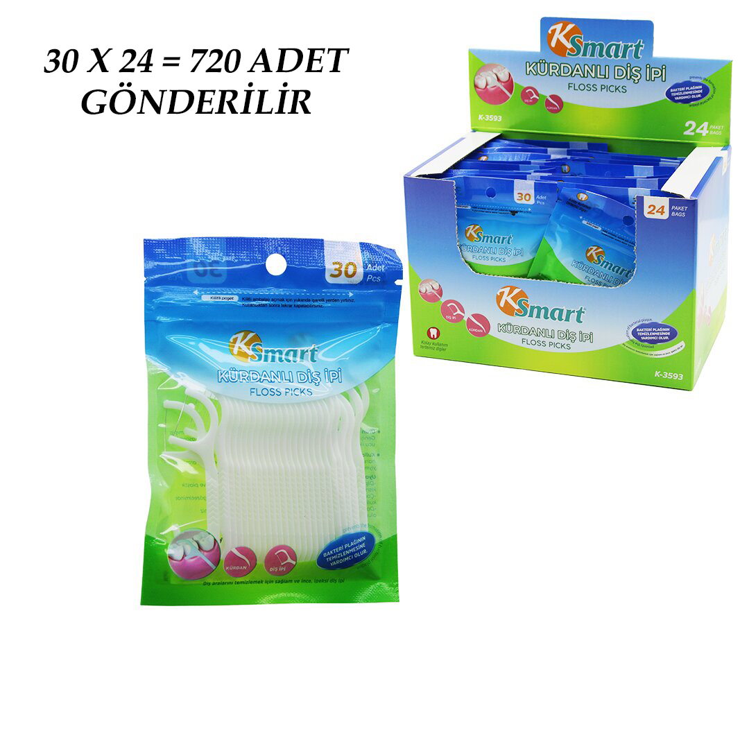 720 ADET POŞETLİ KÜRDANLI DİŞ İPİ = 30PCS X 24