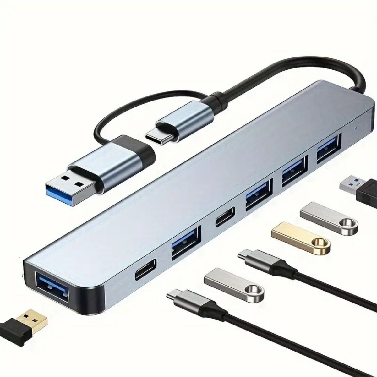 8 in 1 Usb Çevirici Notebook Macbook Type-C Uyumlu Görüntü Aktarıcı Hub