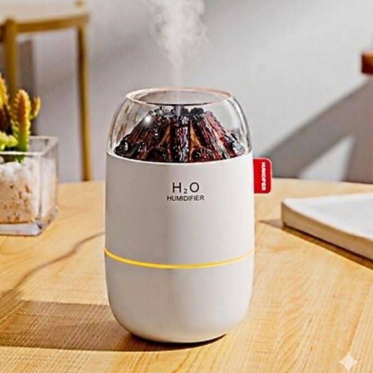 Ahşap Odun Ateşi Tasarımlı 280 Ml Ultrasonik Hava Nemlendirici &amp; Aroma Difüzör – Soğuk Buhar Makinesi, Led Işıklı, Ortam Nemlendirici
