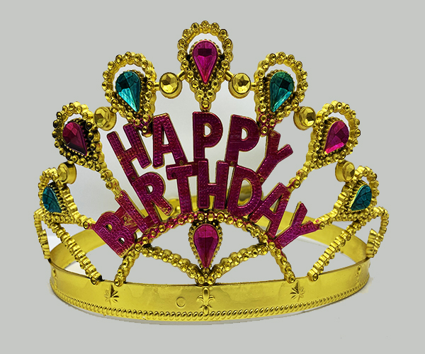 Altın Renk Happy Birthday Yazılı Doğum Günü Tacı 60 cm