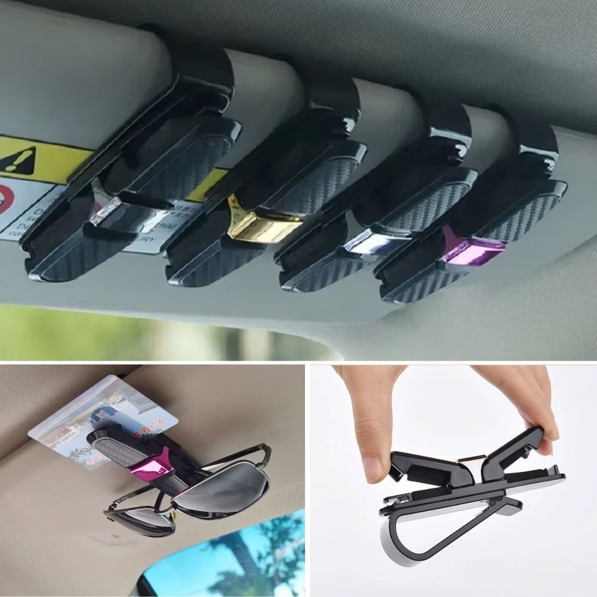 Araç İçi Güneşliğe Takılan 2'li Gözlük,Kart,Para Takmalık Aparat