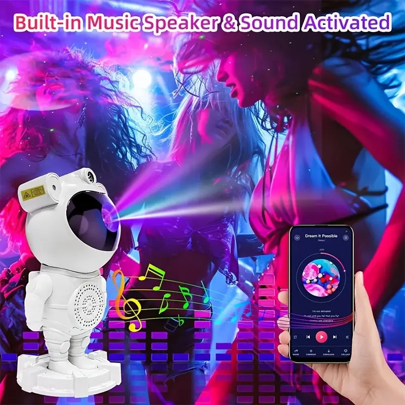 Astronot Gece Lambası Projektör Bluetooth Hoparlör Uzaktan Kumandalı