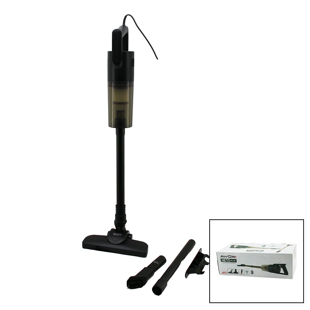 AWOX NETO VC-10 SİYAH METAL SAPLI DİK ELEKTRİKLİ SÜPÜRGE 500W 5MT KABLOSAP=75+35=110CMHEPA FİLTRE