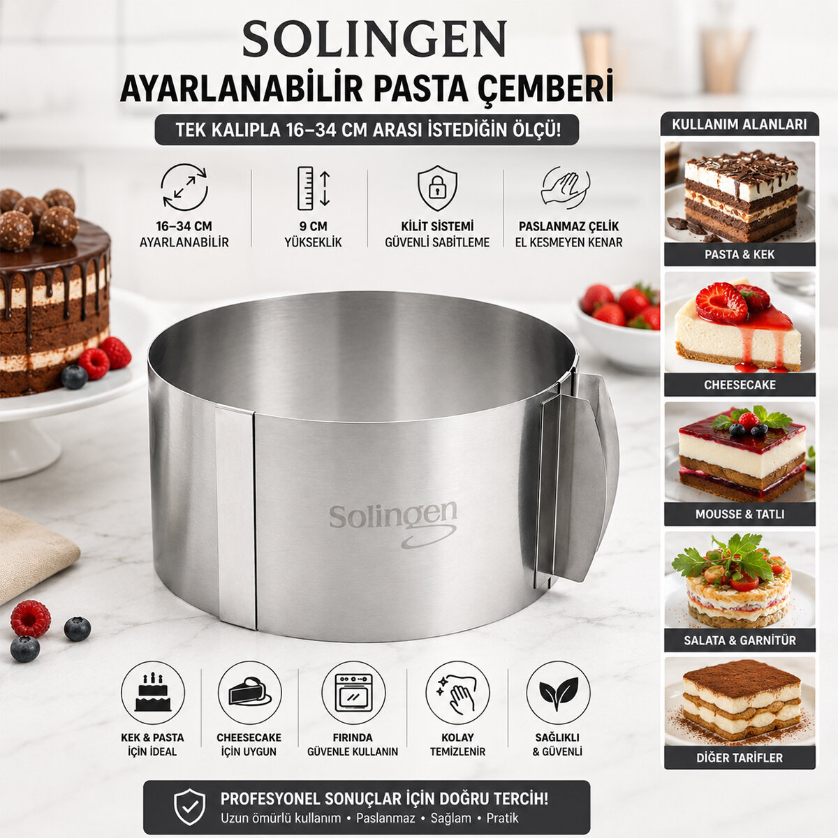 AYARLANABİLİR METAL KEK KALIP 16-34CM