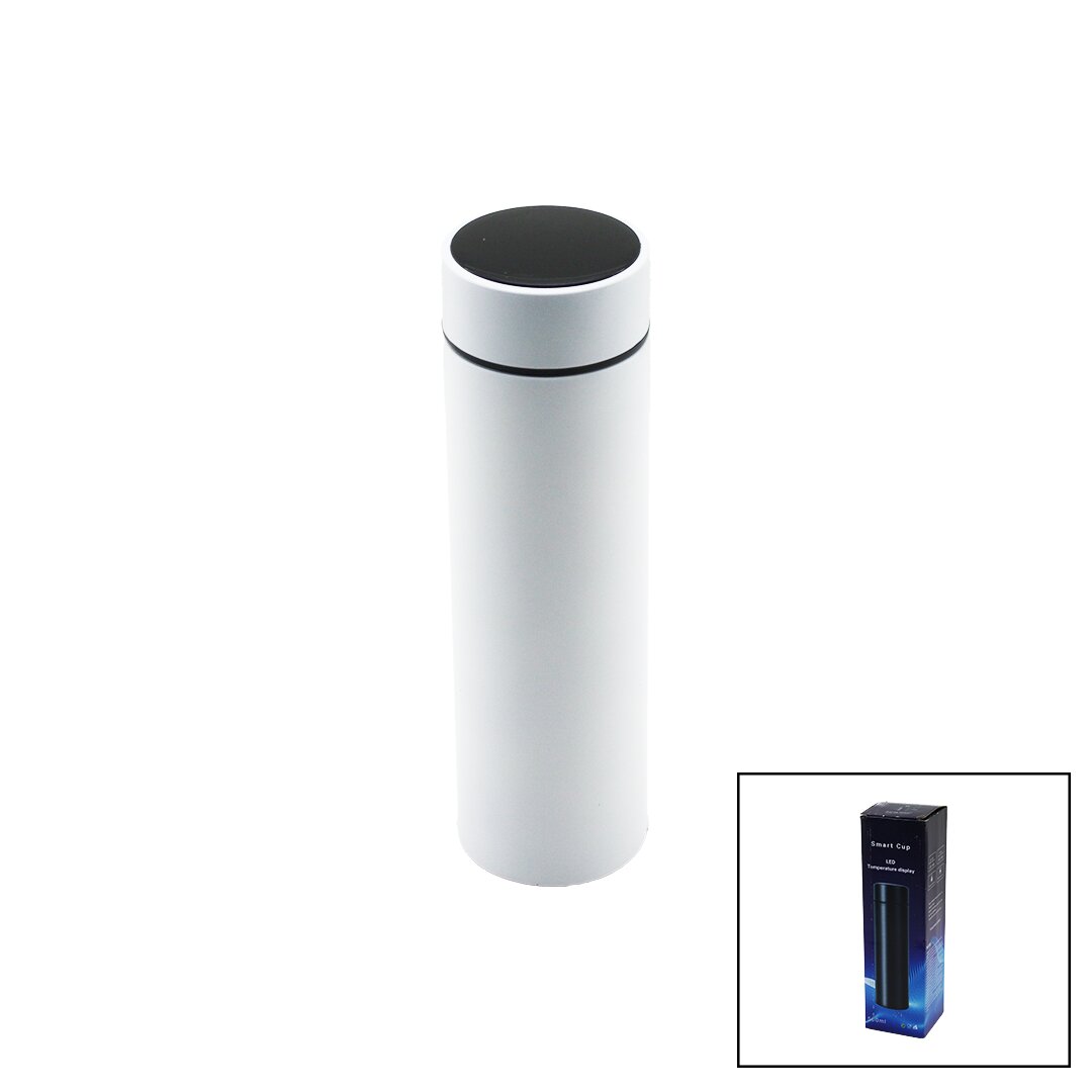 BEYAZ LED DERECE GÖSTERGELİ   304-ÇELİK  TERMOS  500ML  FİLTRELİ 12 SAAT SICAK - SOĞUK TUTMA