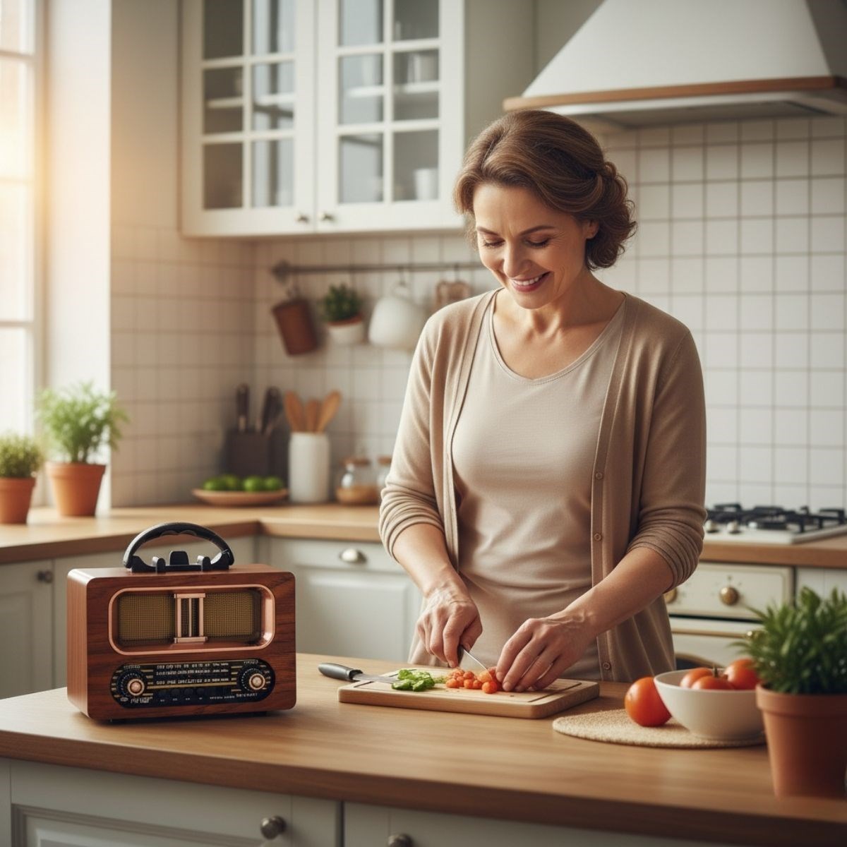 Büyük Boy Retro, Nostaljik, Ahşap Tasarım Bluetooth Hoparlörlü, Şarjlı, Taşınabilir FM/AM Destekli Radyo NS-6635
