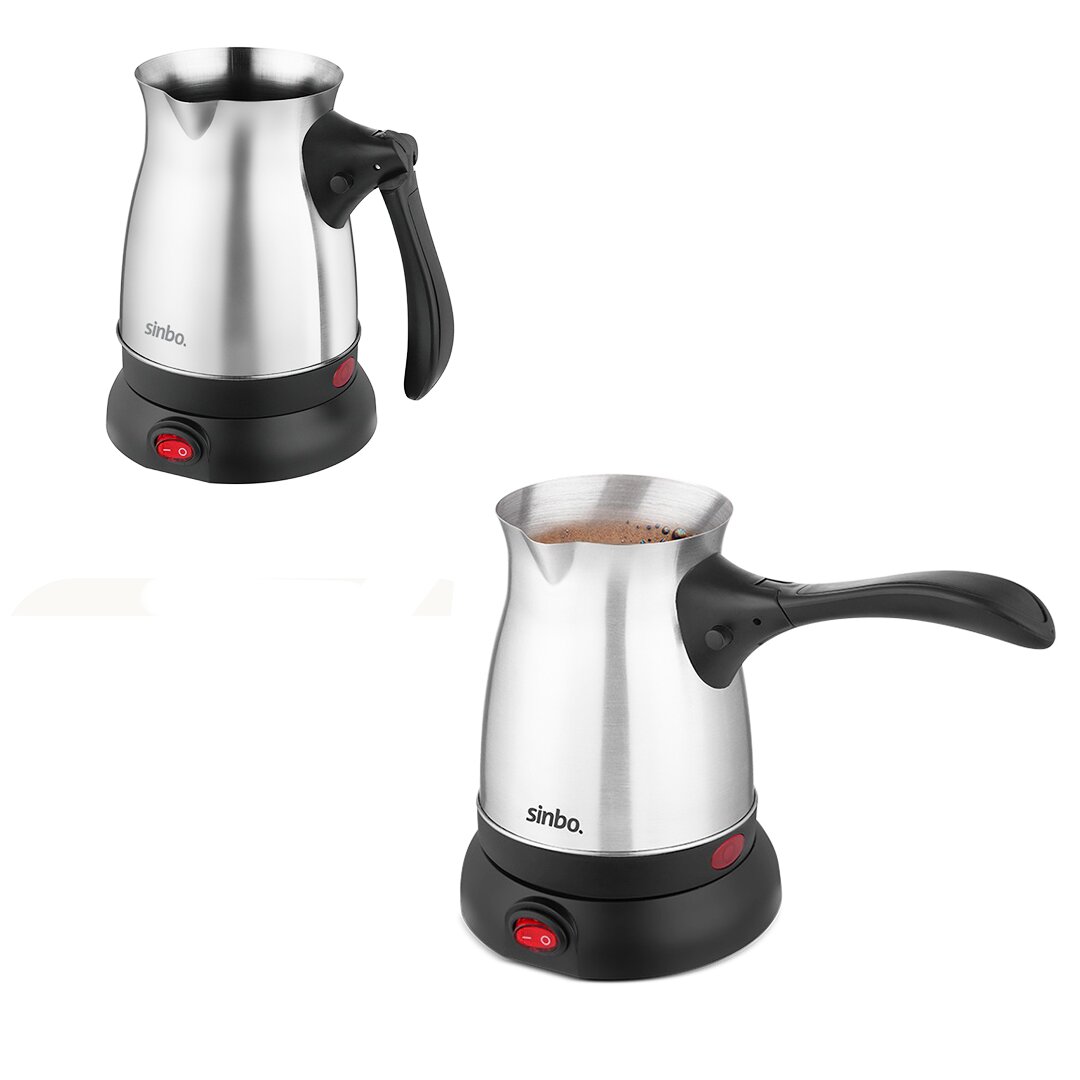 ÇELİK ELEKTRİKLİ CEZVE TÜRK KAHVE MAKİNESİ - 6FİNCAN=500ML 360 DERECE KABLOSUZ KULLANIM 600W SCM-2992