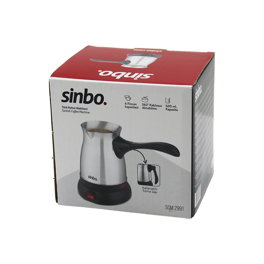 ÇELİK ELEKTRİKLİ CEZVE TÜRK KAHVE MAKİNESİ - 6FİNCAN=500ML 360 DERECE KABLOSUZ KULLANIM KATLANIR KULP 600W SCM-2991