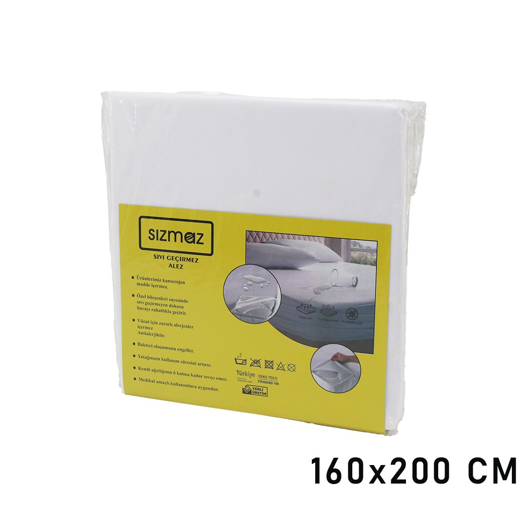 ÇİFT KİŞİLİK  YATAK KORUYUCU  SIVI GEÇİRMEZ  ALEZ  160X200CM   HAVA ALIR   ANTİBAKTERİYEL   ANTİALERJİK