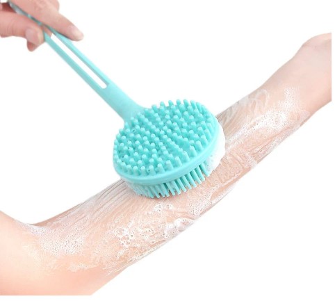 Çift Taraflı Silikon Uzun Saplı  Banyo Fırçası CM-331