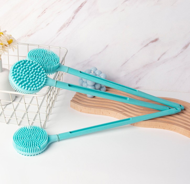 Çift Taraflı Silikon Uzun Saplı  Banyo Fırçası CM-331