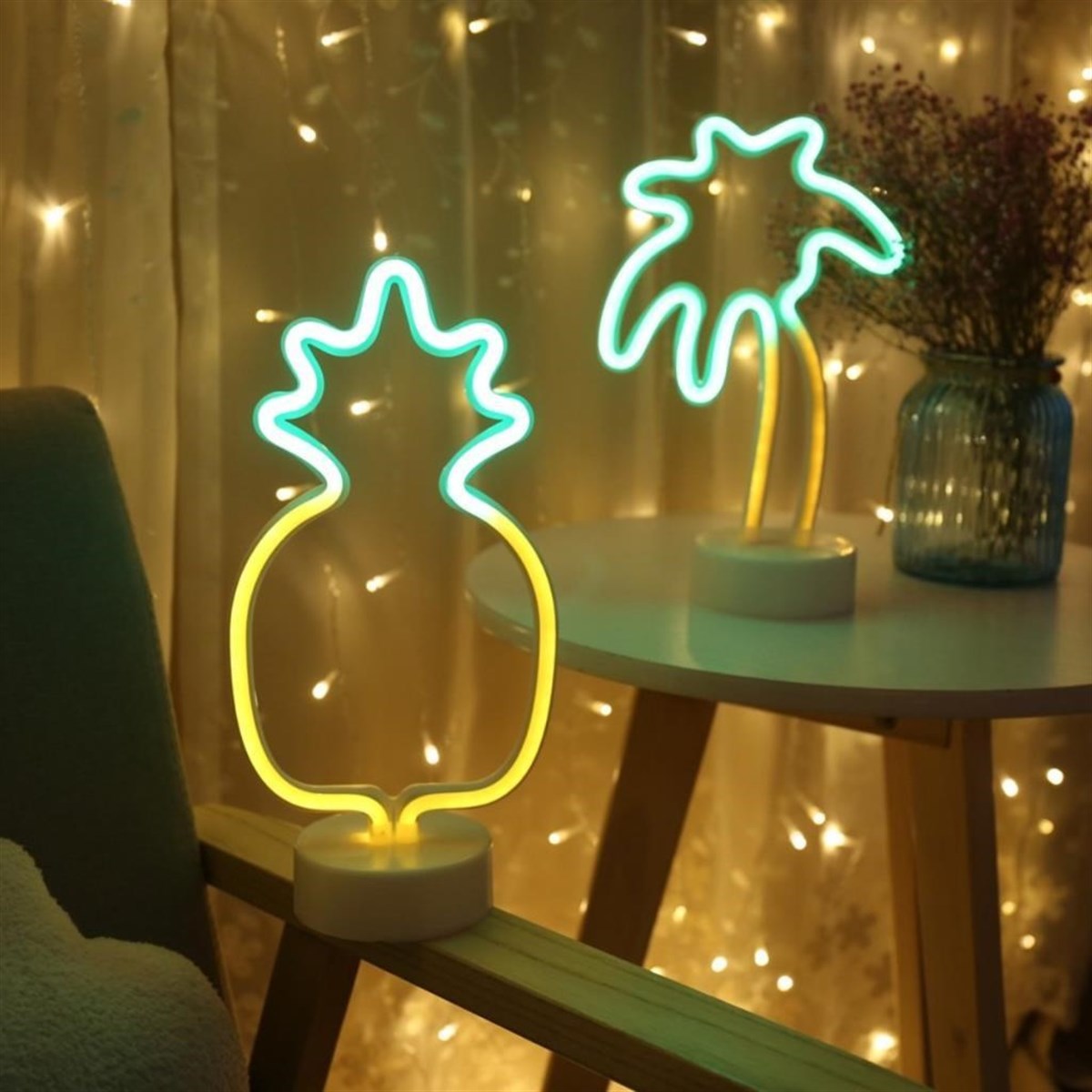 Dekoratif Ananaslı Neon Led Masa Ve Gece Lambası Hediyelik Lamba