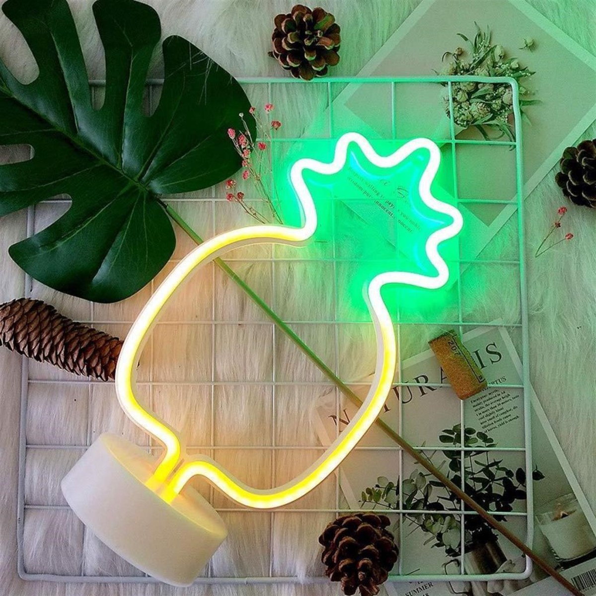 Dekoratif Ananaslı Neon Led Masa Ve Gece Lambası Hediyelik Lamba