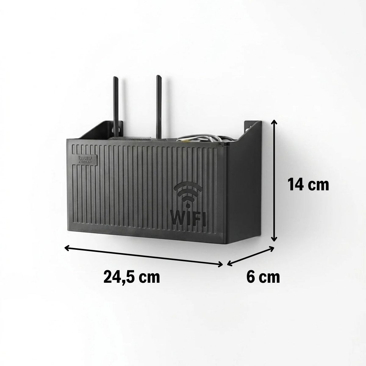 Duvar Tipi Wi-Fi Modem Saklama Kutusu(Siyah) – Kablo Düzenleyici Router Raf Organizer
